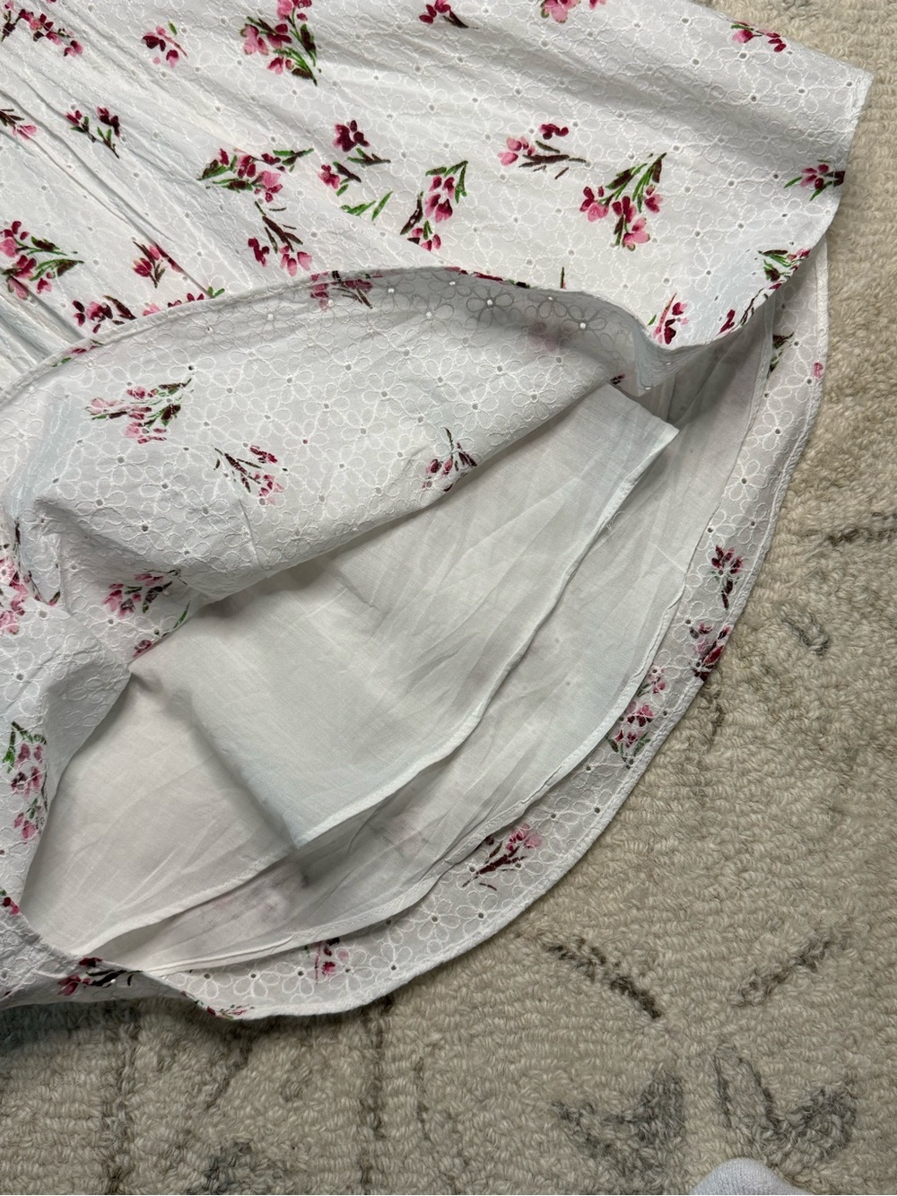 CeCe White Floral Eyelet Flutter Sleeve Blouse XS | Lined Cottagecore - Picture 4 of 6